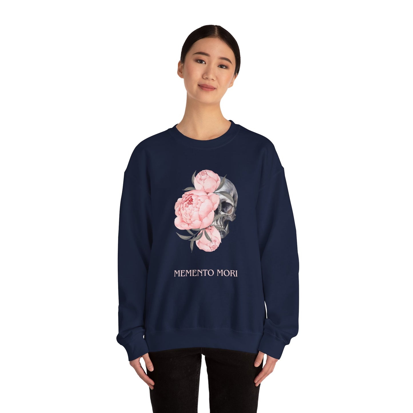 Memento Mori, gothic aesthetic crew neck sweatshirt with dark art