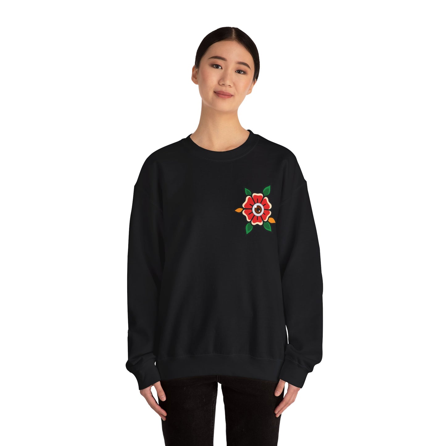 Old School Poppy, Tattoo-style crewneck, unisex