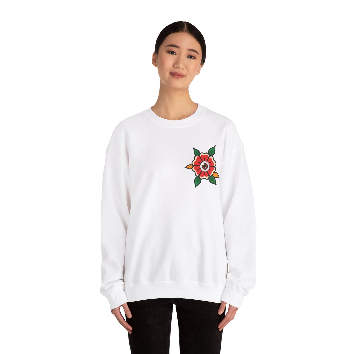 Old School Poppy, Tattoo-style crewneck, unisex