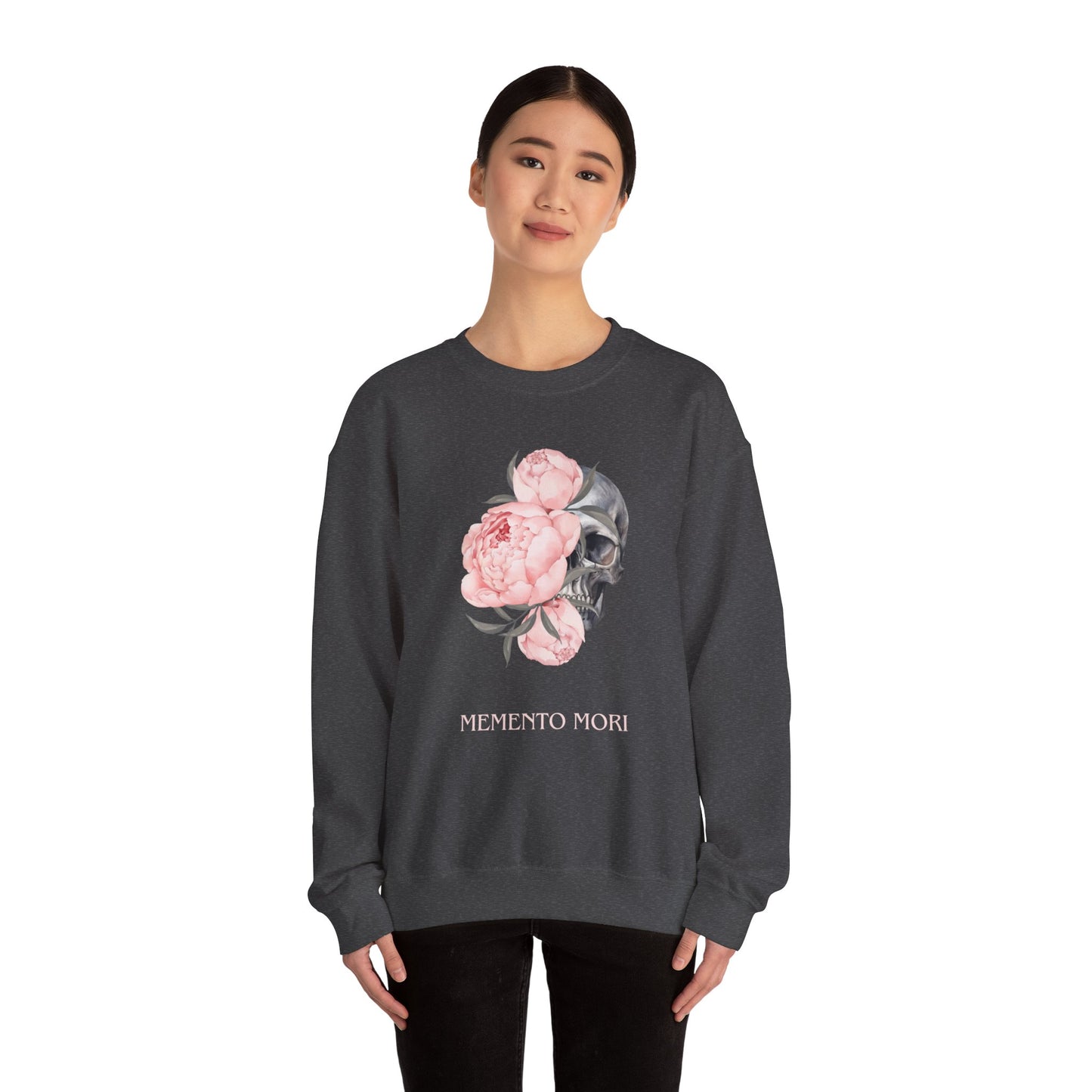Memento Mori, gothic aesthetic crew neck sweatshirt with dark art
