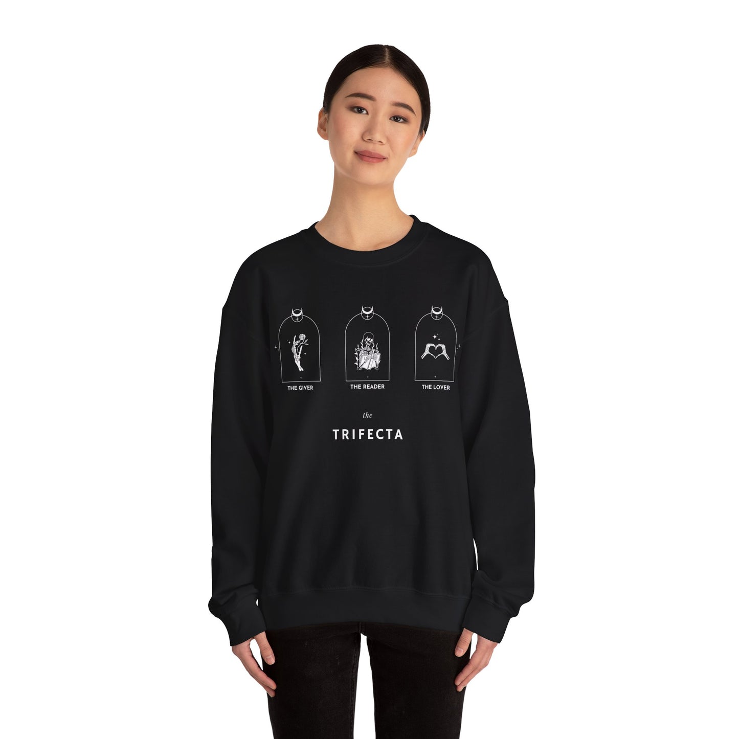 Goth Aesthetic Tarot Card Inspired Crew Neck, The Giver, the reader, the lover tarot