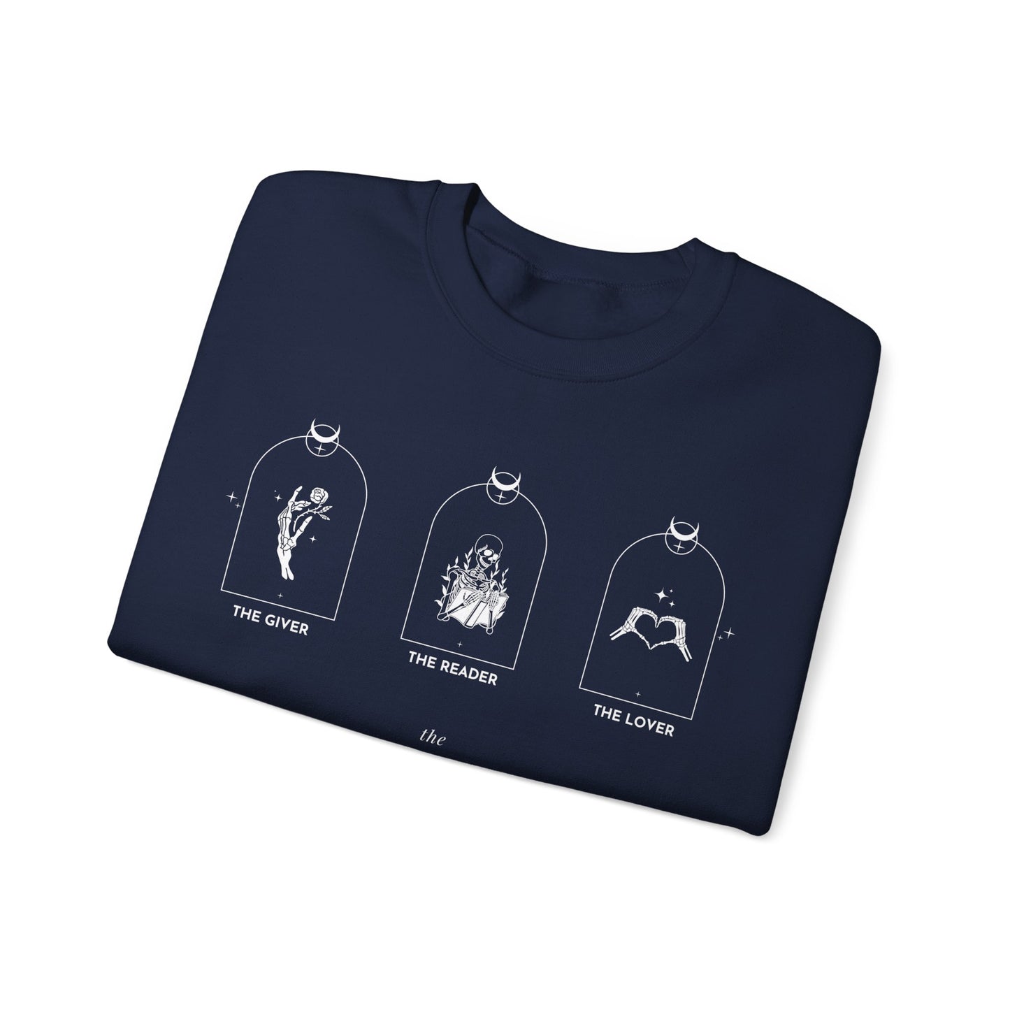 Goth Aesthetic Tarot Card Inspired Crew Neck, The Giver, the reader, the lover tarot