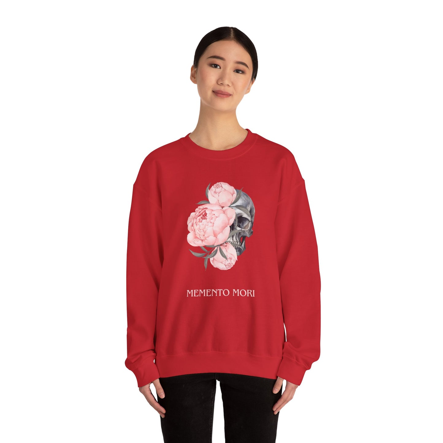 Memento Mori, gothic aesthetic crew neck sweatshirt with dark art
