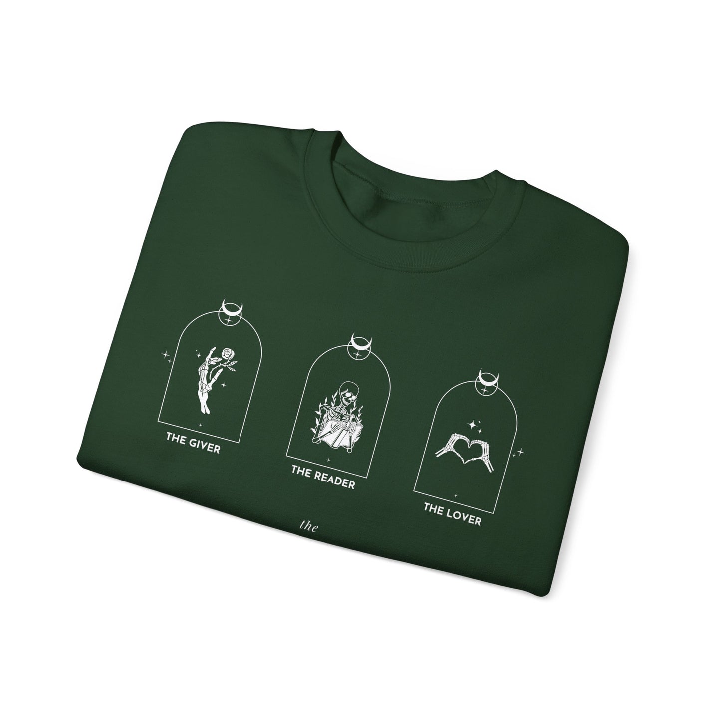Goth Aesthetic Tarot Card Inspired Crew Neck, The Giver, the reader, the lover tarot
