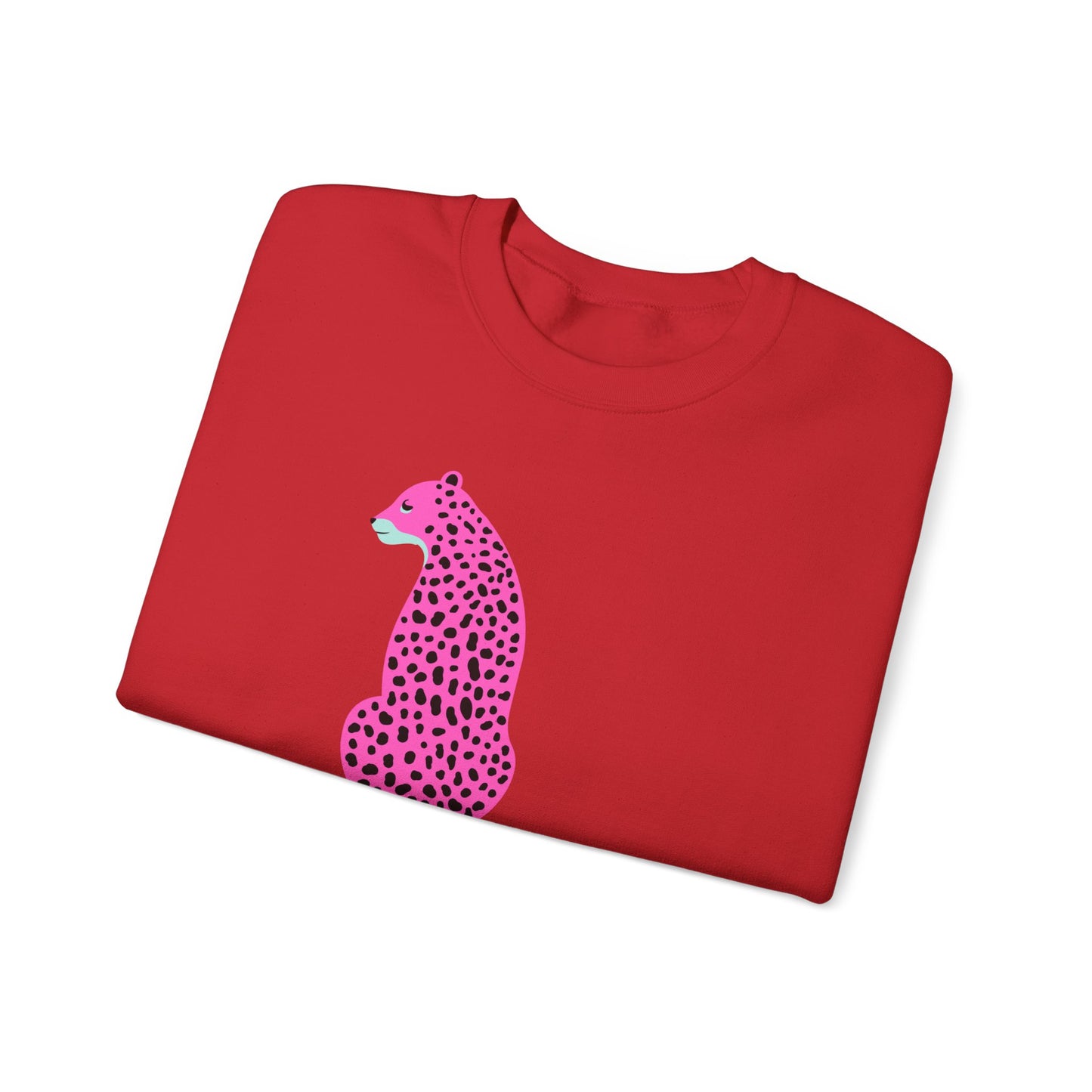 Pink Cheetah Graphic Print Crewneck Sweatshirt