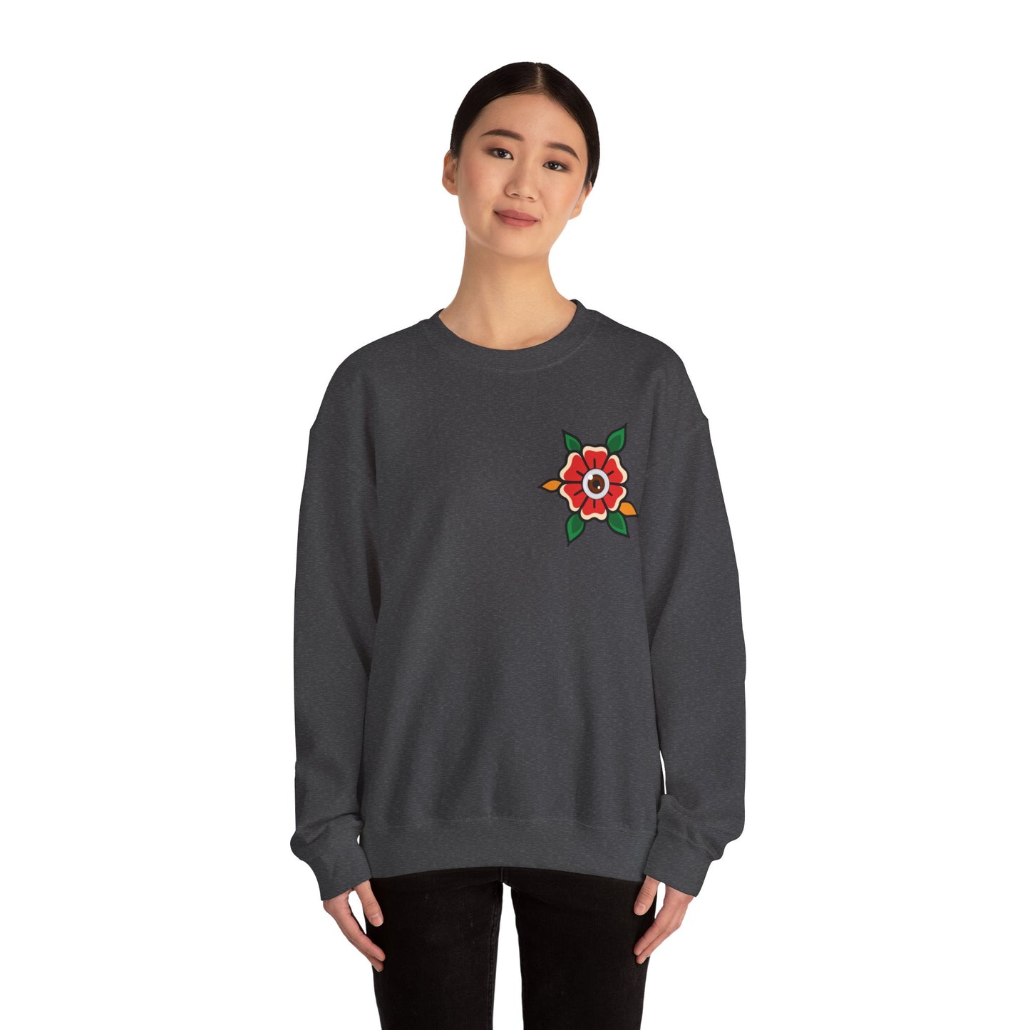 Old School Poppy, Tattoo-style crewneck, unisex