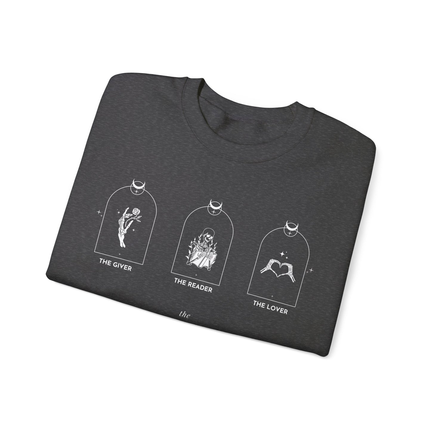 Goth Aesthetic Tarot Card Inspired Crew Neck, The Giver, the reader, the lover tarot