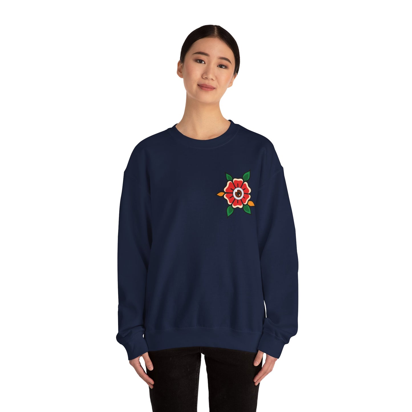 Old School Poppy, Tattoo-style crewneck, unisex