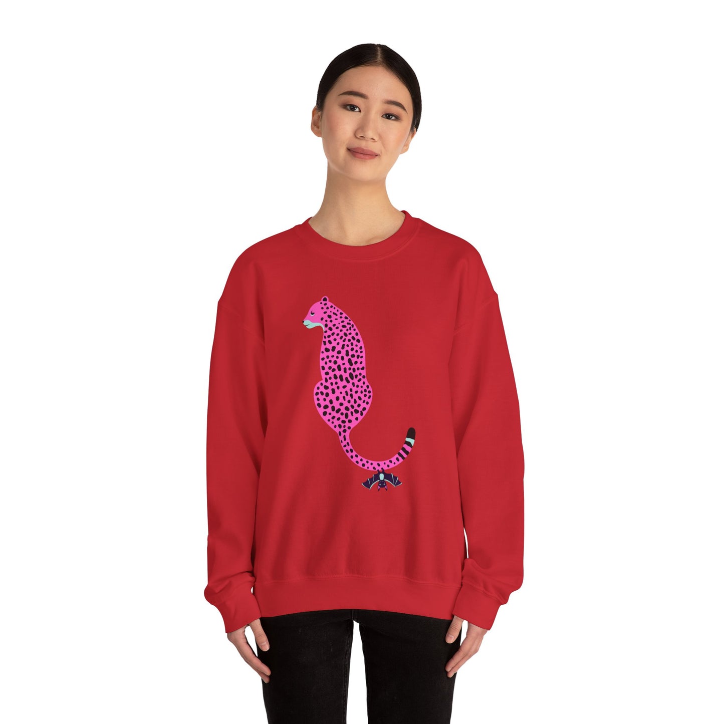 Pink Cheetah Graphic Print Crewneck Sweatshirt
