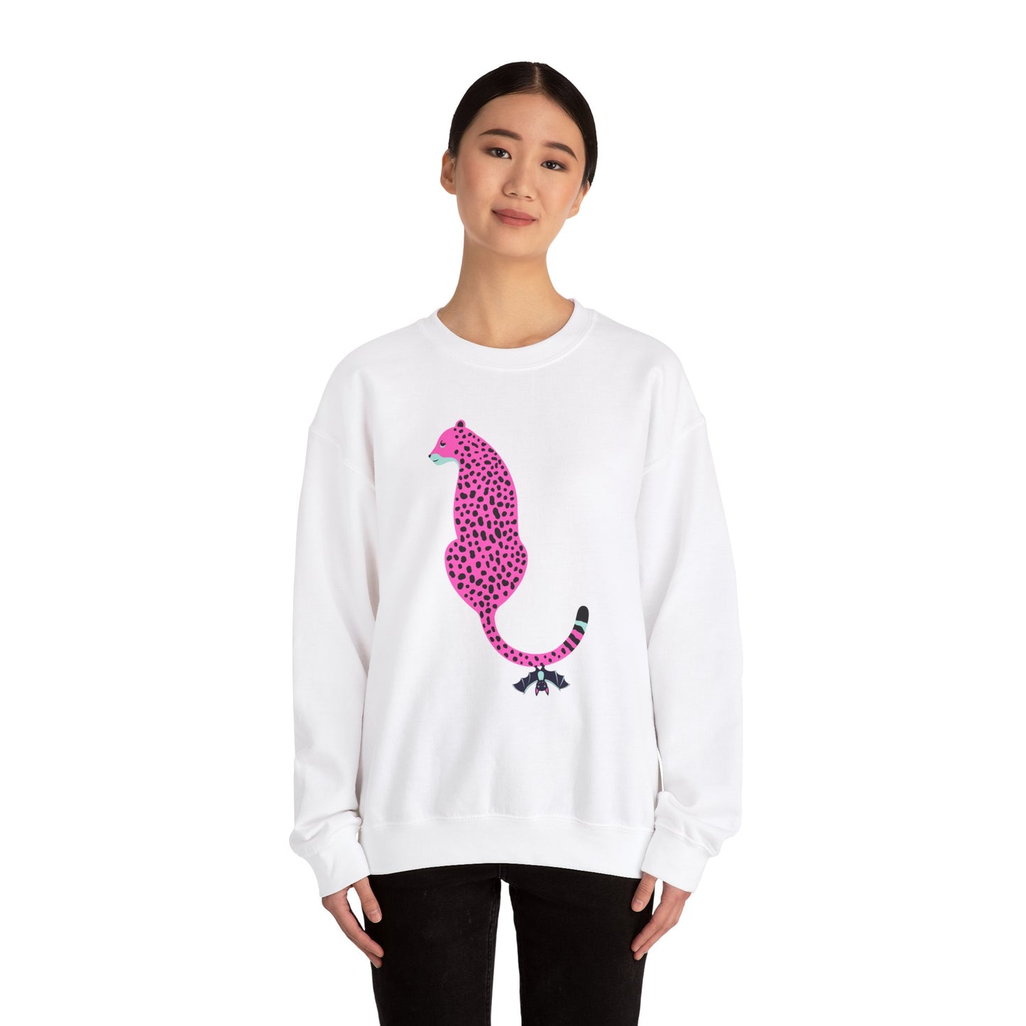 Pink Cheetah Graphic Print Crewneck Sweatshirt