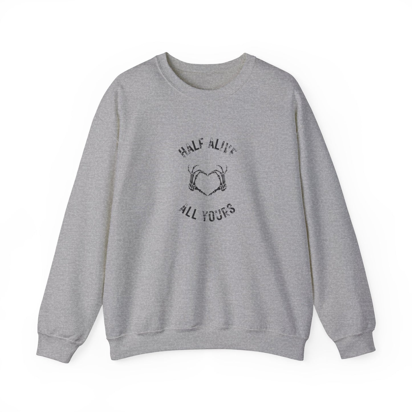 Skeleton Heart Hands, Gothic Valentine Sweatshirt Crew Neck