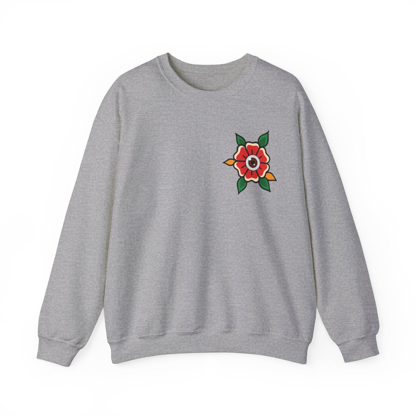 Old School Poppy, Tattoo-style crewneck, unisex