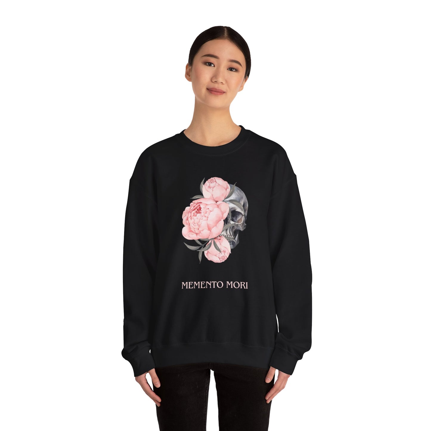 Memento Mori, gothic aesthetic crew neck sweatshirt with dark art