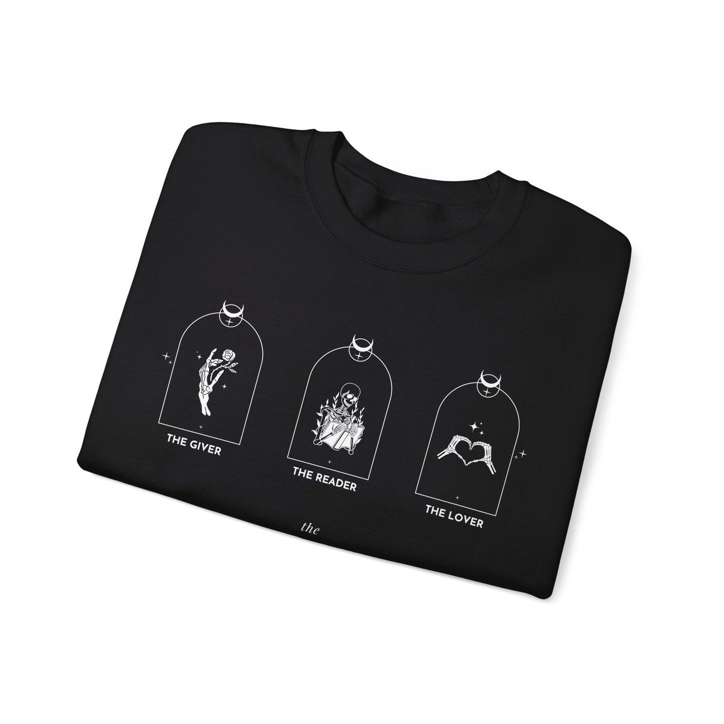 Goth Aesthetic Tarot Card Inspired Crew Neck, The Giver, the reader, the lover tarot