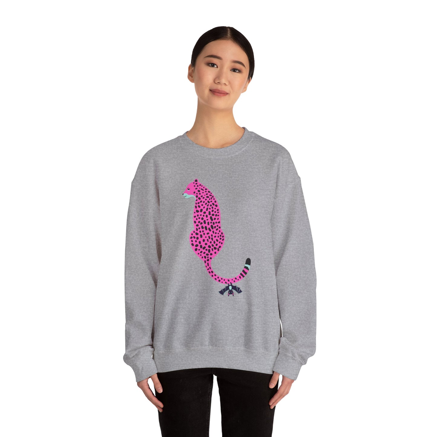 Pink Cheetah Graphic Print Crewneck Sweatshirt