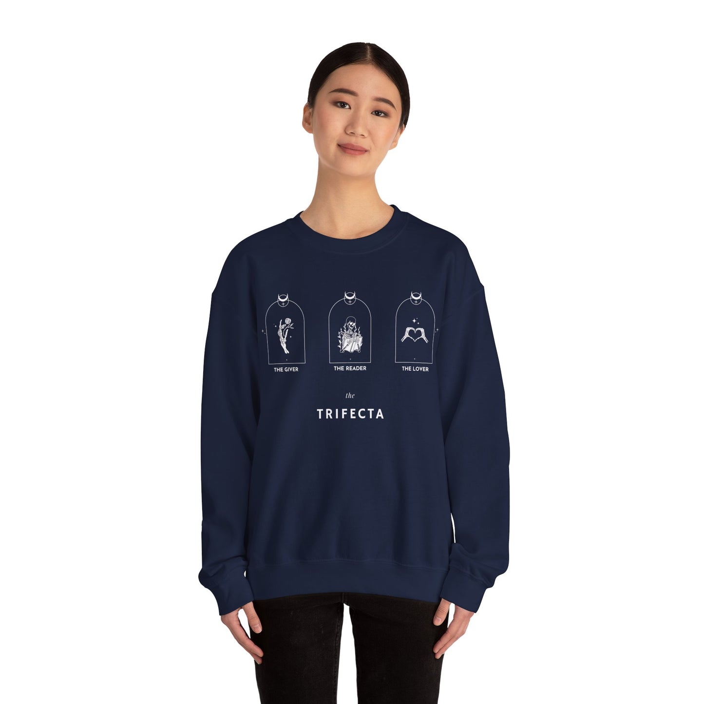 Goth Aesthetic Tarot Card Inspired Crew Neck, The Giver, the reader, the lover tarot