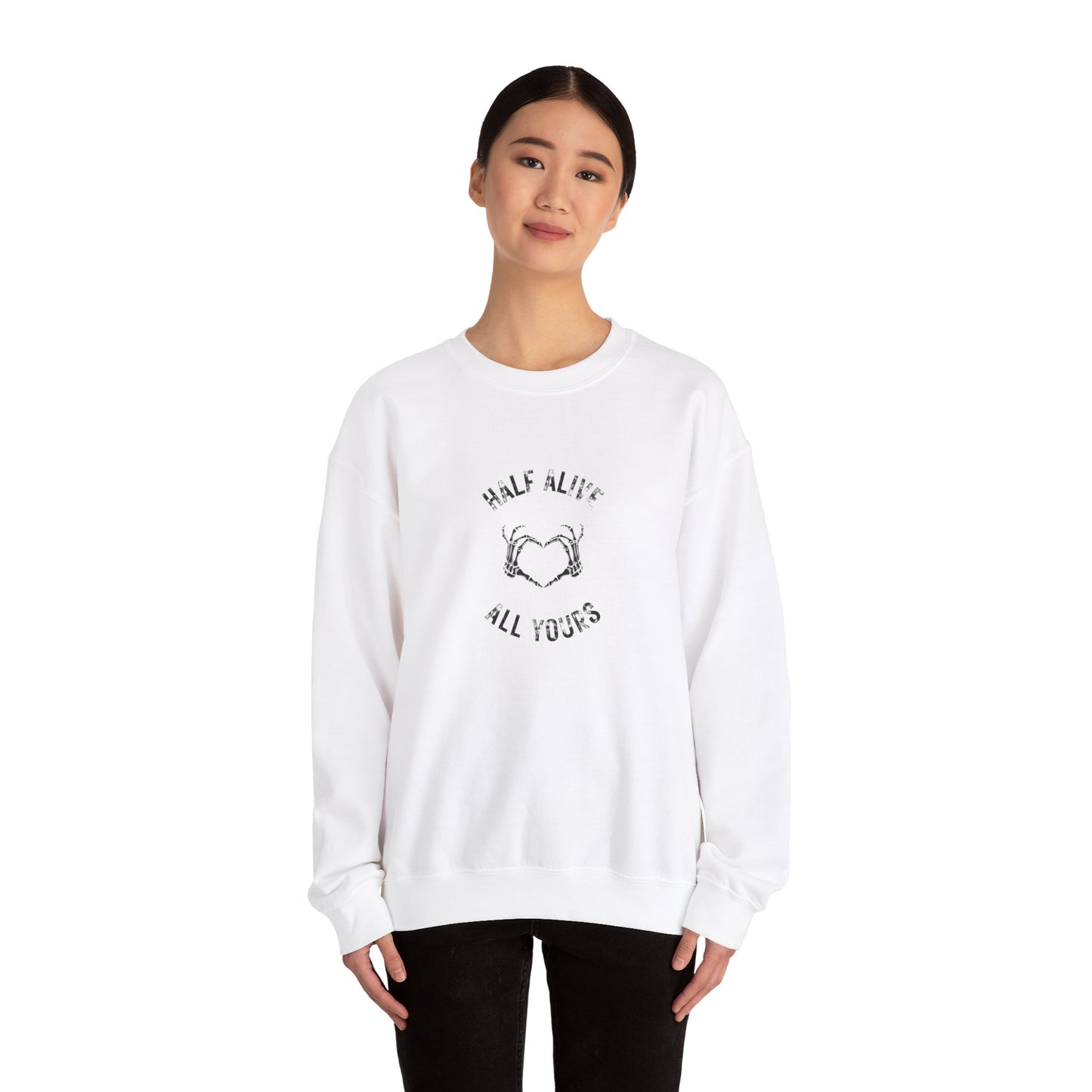 Skeleton Heart Hands, Gothic Valentine Sweatshirt Crew Neck