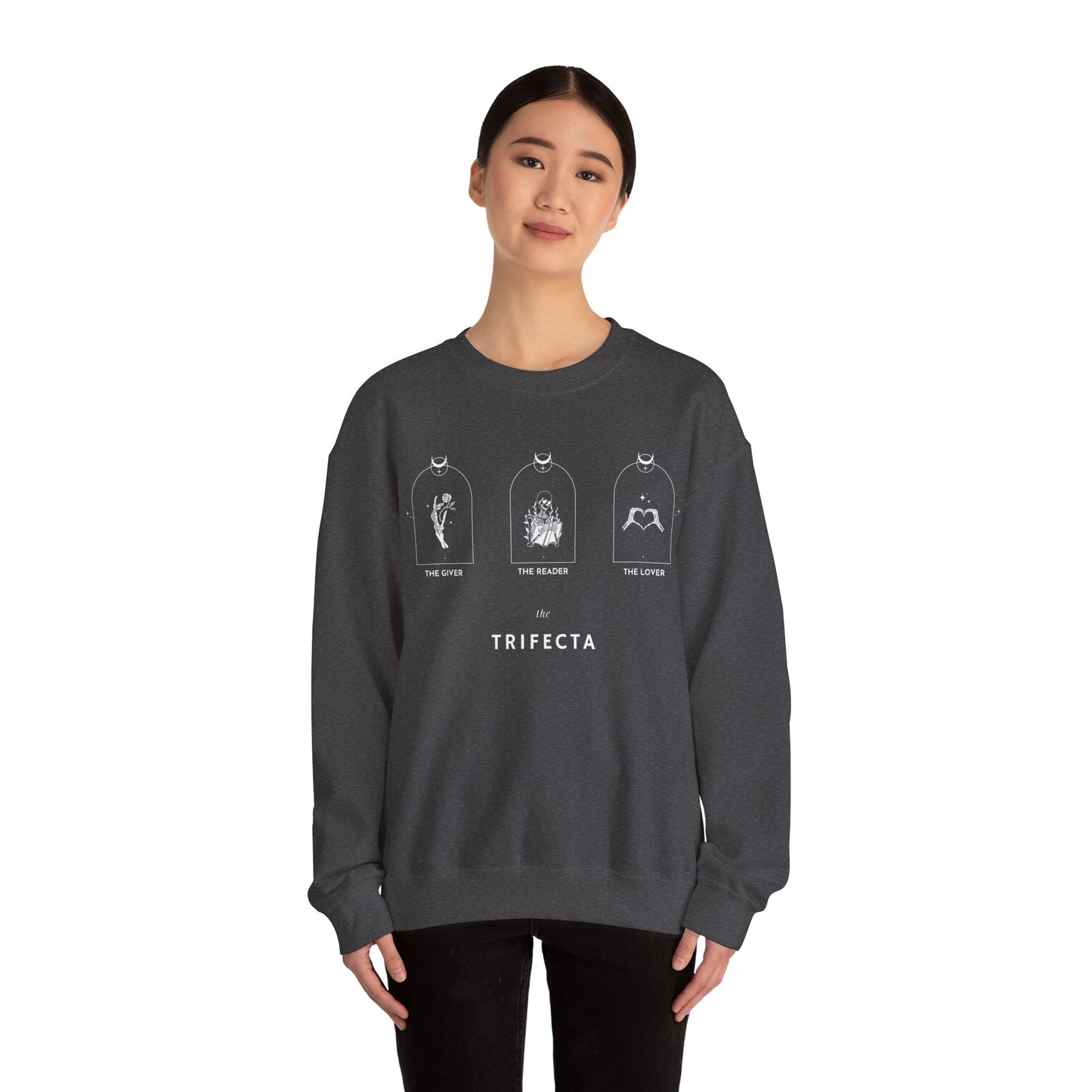 Goth Aesthetic Tarot Card Inspired Crew Neck, The Giver, the reader, the lover tarot