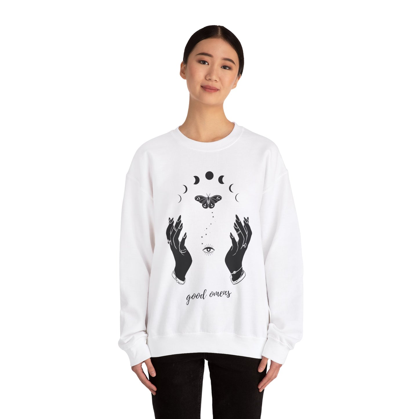 Witchy Hands and Moth Sweatshirt, Good Omens Collection