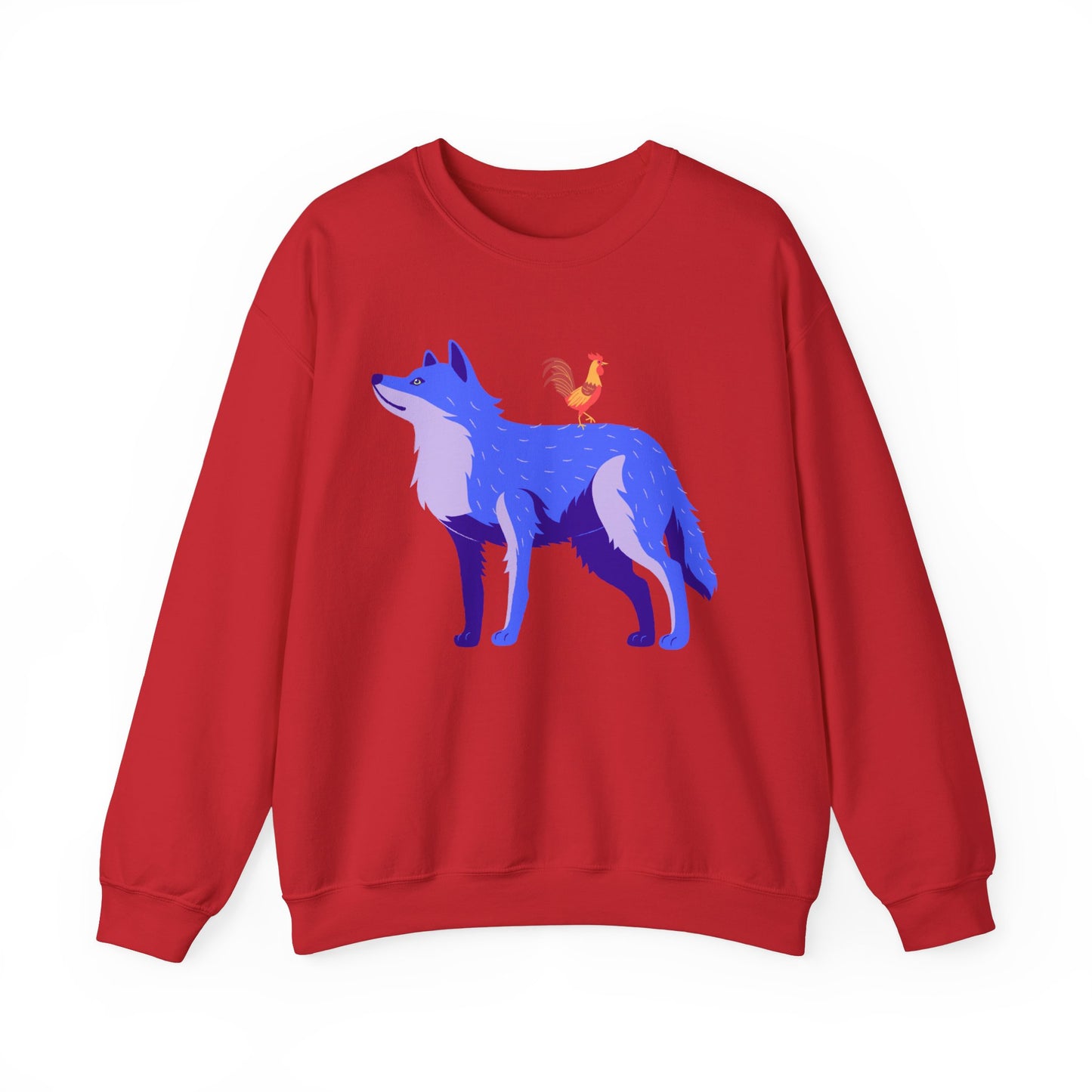 Wolf and Chicken Sweatshirt, Funny graphic print crewneck sweatshirt