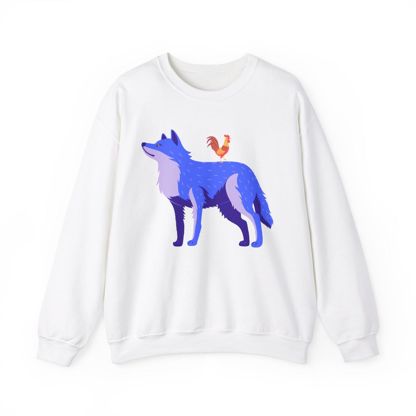 Wolf and Chicken Sweatshirt, Funny graphic print crewneck sweatshirt