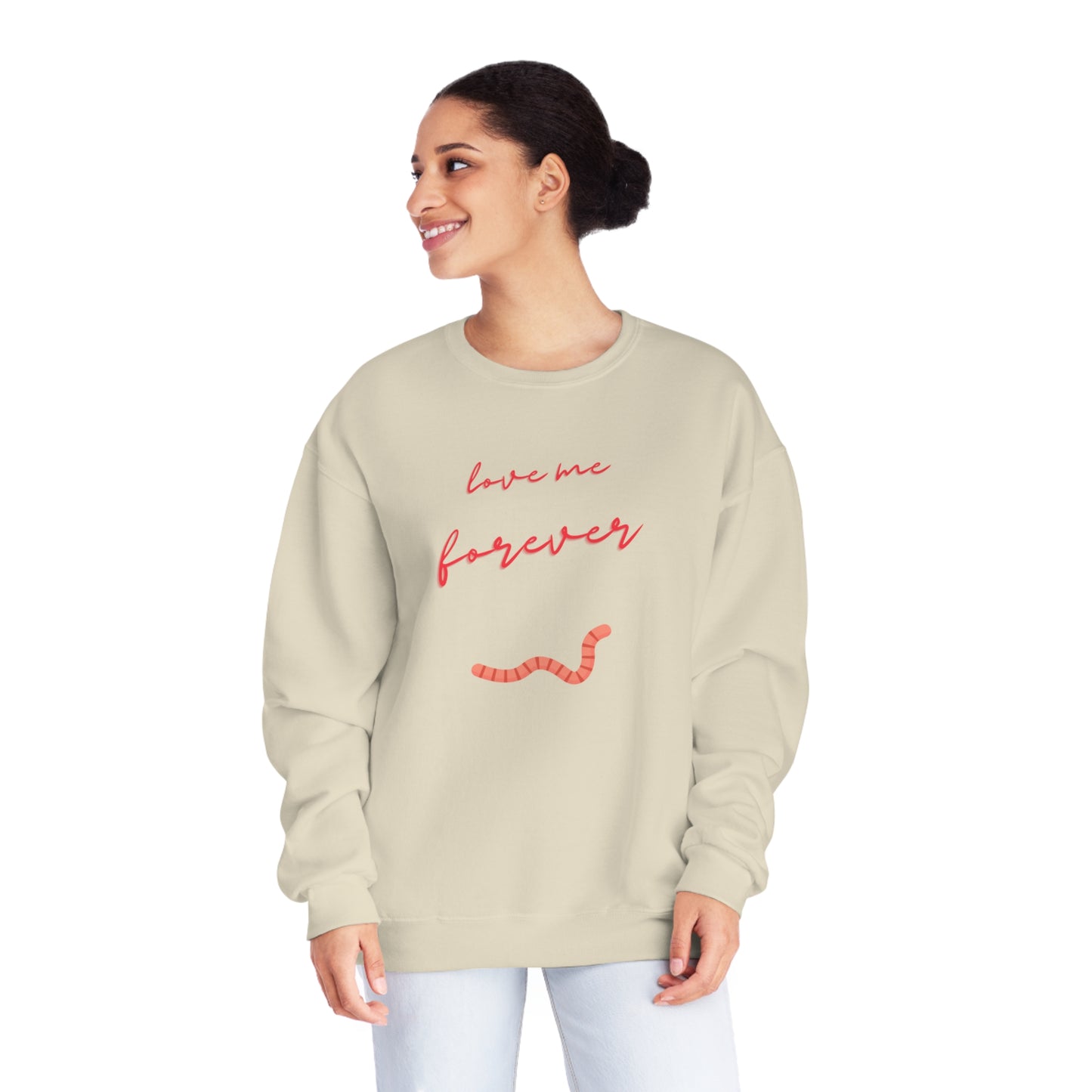 Would you still love me if I was a worm? Quirky worm print crewneck sweatshirt