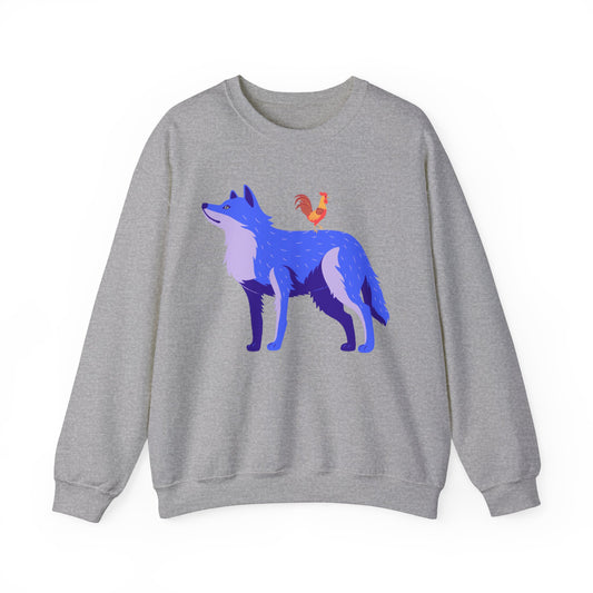 Wolf and Chicken Sweatshirt, Funny graphic print crewneck sweatshirt