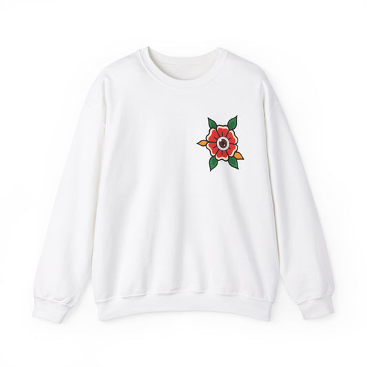 Old School Poppy, Tattoo-style crewneck, unisex