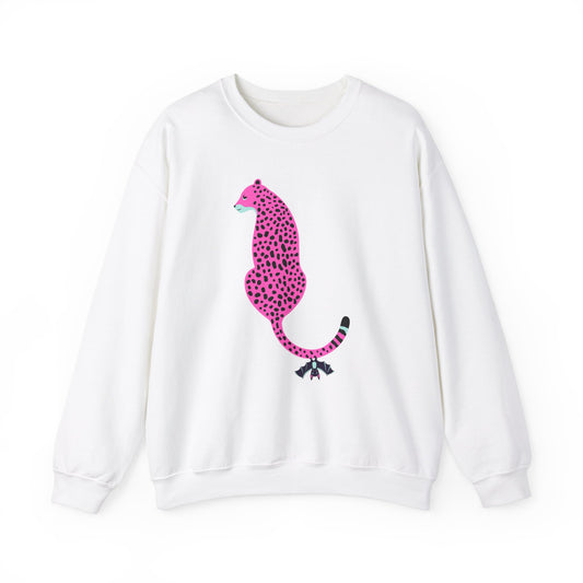 Pink Cheetah Graphic Print Crewneck Sweatshirt