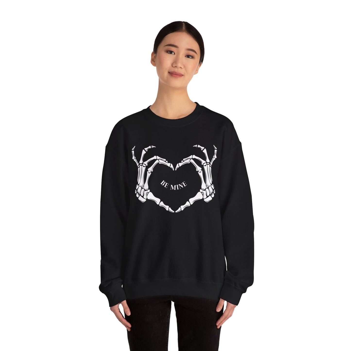 Skeleton Heart Hands, Gothic Valentine Sweatshirt Crew Neck