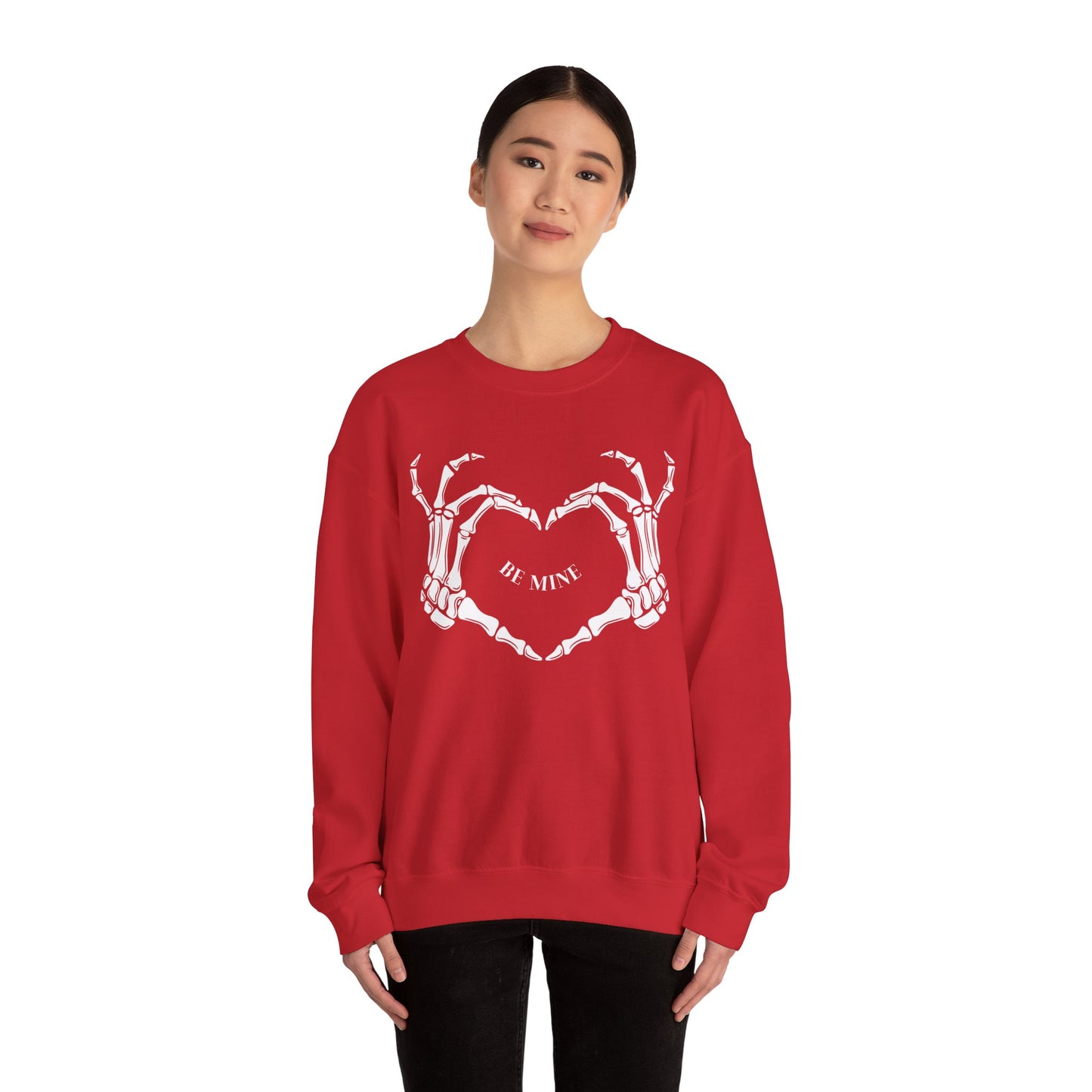 Skeleton Heart Hands, Gothic Valentine Sweatshirt Crew Neck